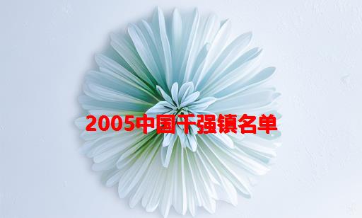 2005中国千强镇名单