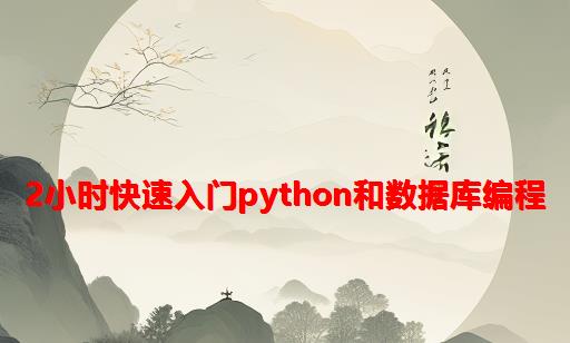 2小时快速入门Python和数据库编程