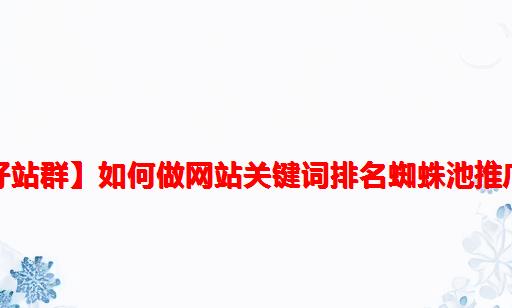 【龙仔站群】如何做网站关键词排名蜘蛛池推广推广