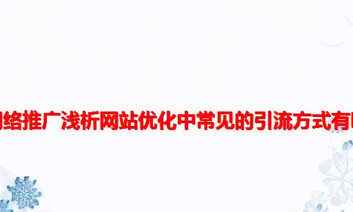 东莞网络推广浅析网站优化中常见的引流方式有哪些？