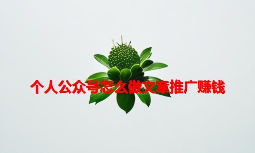 个人公众号怎么做文章推广赚钱