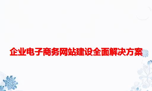 企业电子商务网站建设全面解决方案