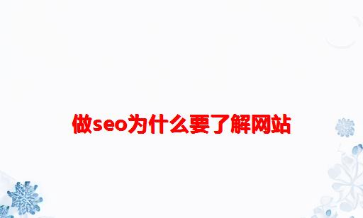 做seo为什么要了解网站