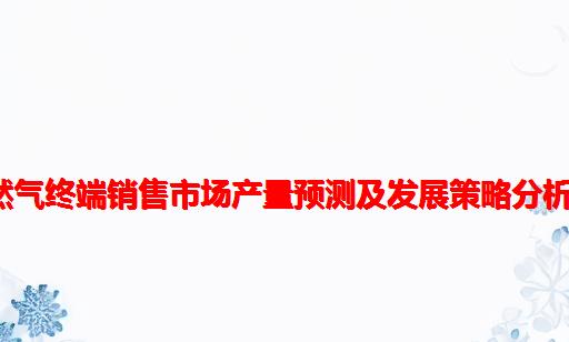 全球及中国天然气终端销售市场产量预测及发展策略分析报告2021年版