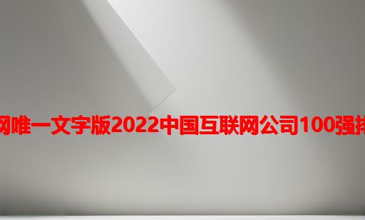 全网唯一文字版：2022中国互联网公司100强排名