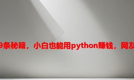 大佬分享9条秘籍，小白也能用Python赚钱，网友：不早说！