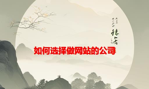 如何选择做网站的公司