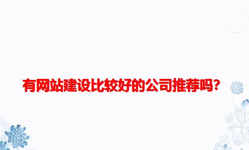 有网站建设比较好的公司推荐吗？