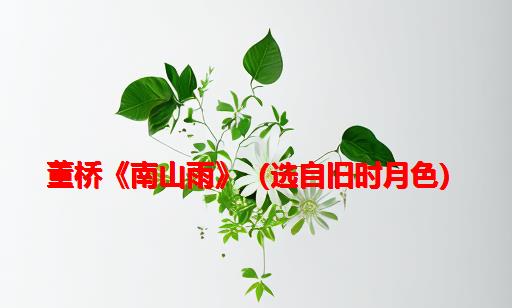 董桥《南山雨》（选自：旧时月色）