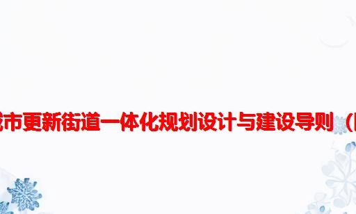 邛崃市城市更新街道一体化规划设计与建设导则（附下载）